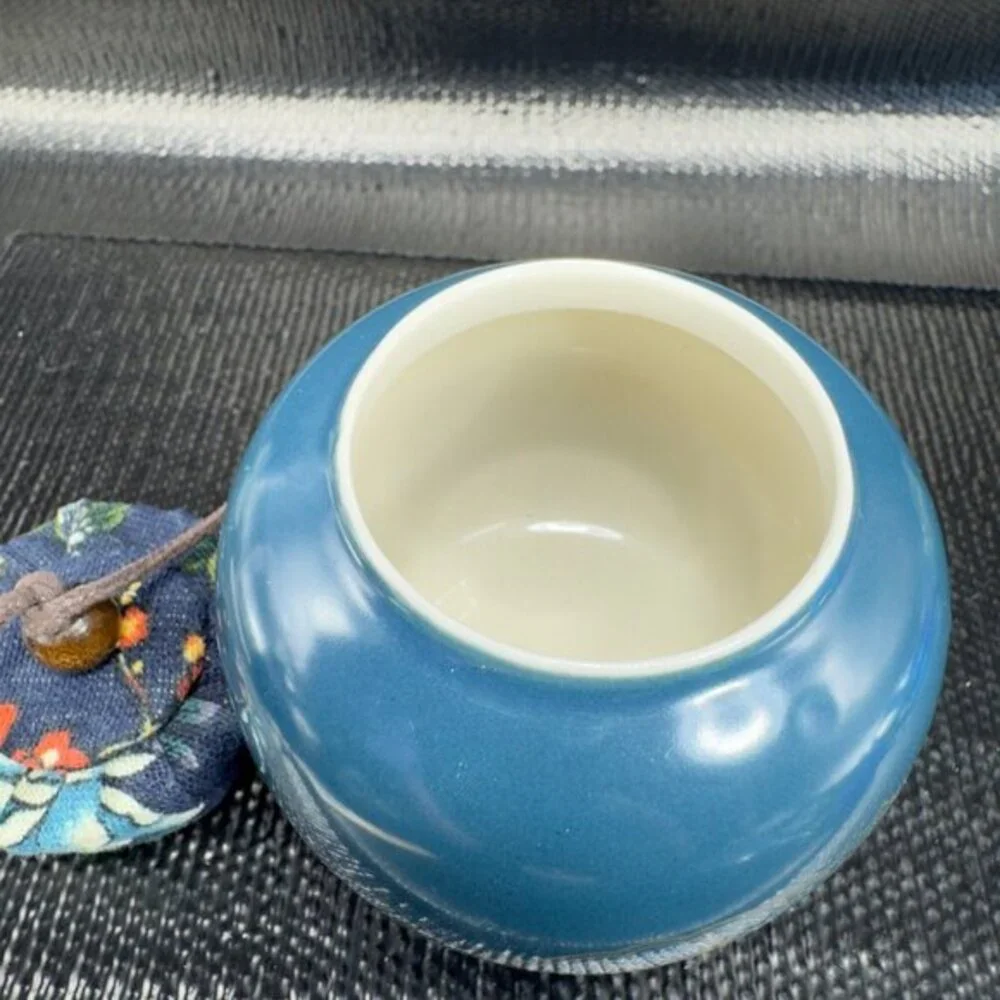 Vintage Asian Ceramic Trinket Box Container With Hand Made Lid Stopper Decor VTG